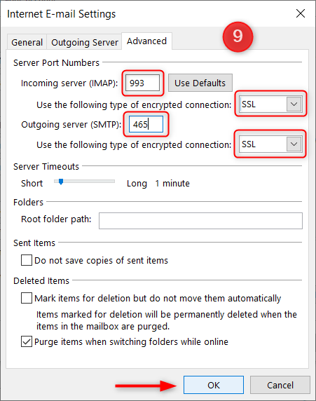 Microsoft Outlook setup - step 9