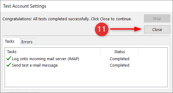 Microsoft Outlook setup - step 11
