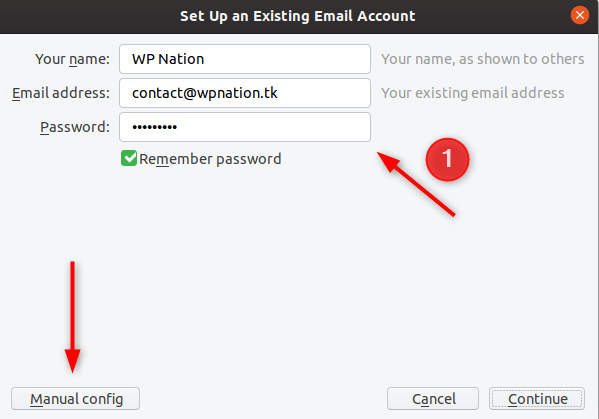 Mozilla Thunderbird setup - step 1