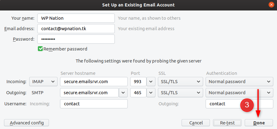 Mozilla Thunderbird setup - step 3