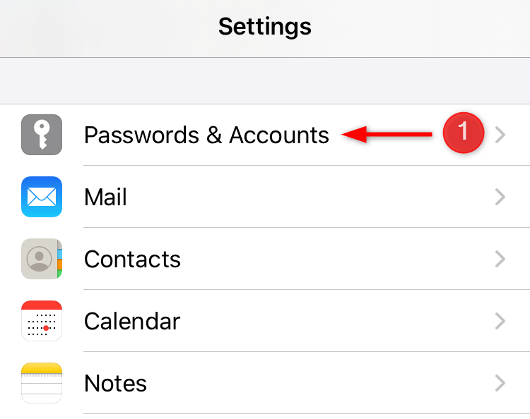 iOS Mail setup - step 1