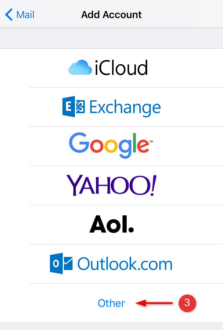 iOS Mail setup - step 3