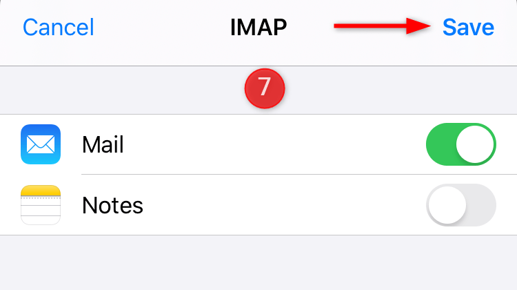 iOS Mail setup - step 7