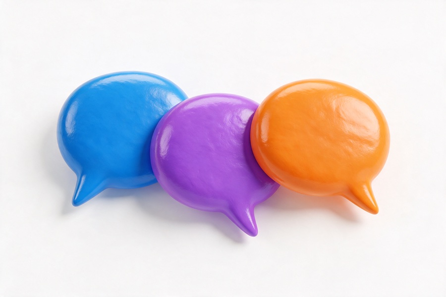 Glossy 3D speech bubbles overlapping