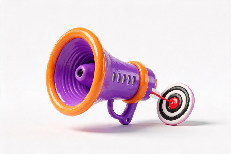 3D megaphone beside a target