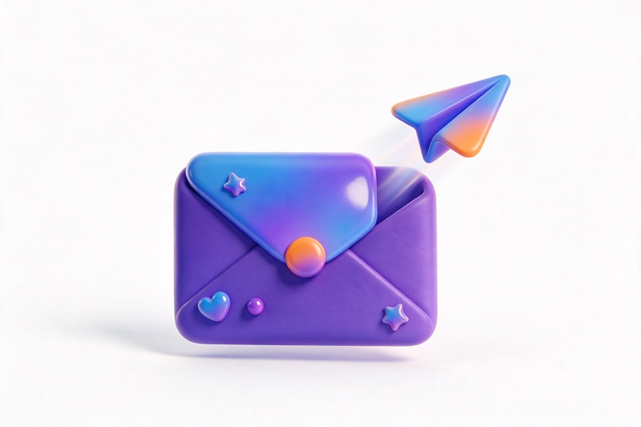 3D envelope with a paper plane