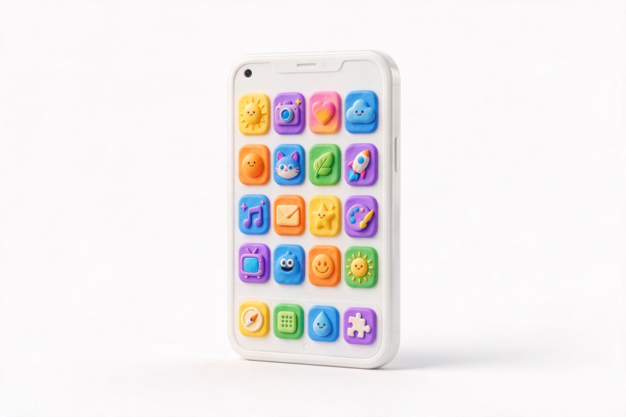 3D smartphone with colourful app tiles
